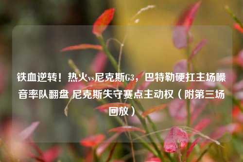 铁血逆转!热火vs尼克斯G3,巴特勒硬扛主场噪音率队翻盘 尼克斯失守赛点主动权(附第三场回放)