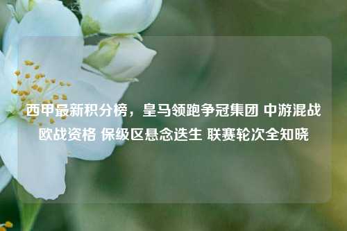 西甲最新积分榜，皇马领跑争冠集团 中游混战欧战资格 保级区悬念迭生 联赛轮次全知晓