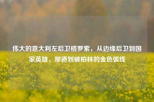 伟大的意大利左后卫格罗索，从边缘后卫到国家英雄，那道划破柏林的金色弧线
