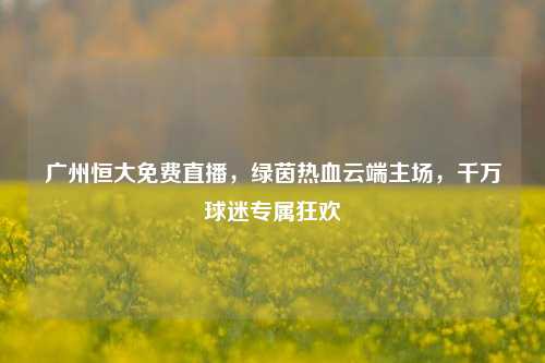 广州恒大免费直播，绿茵热血云端主场，千万球迷专属狂欢