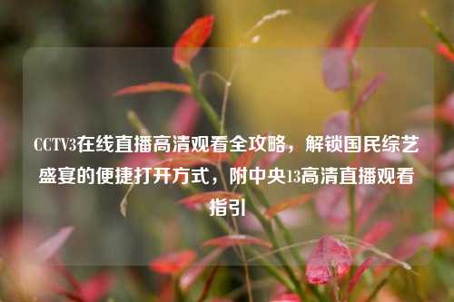 CCTV3在线直播高清观看全攻略，解锁国民综艺盛宴的便捷打开方式，附中央13高清直播观看指引