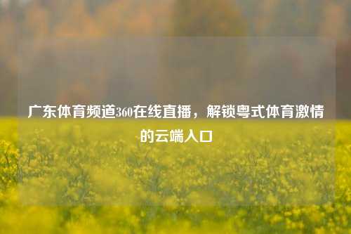 广东体育频道360在线直播,解锁粤式体育激情的云端入口