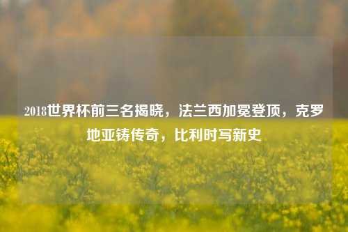 2018世界杯前三名揭晓，法兰西加冕登顶，克罗地亚铸传奇，比利时写新史