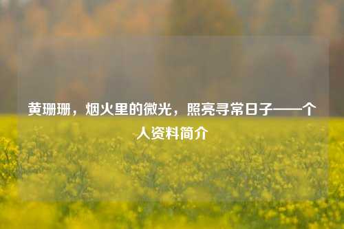 黄珊珊,烟火里的微光,照亮寻常日子——个人资料简介