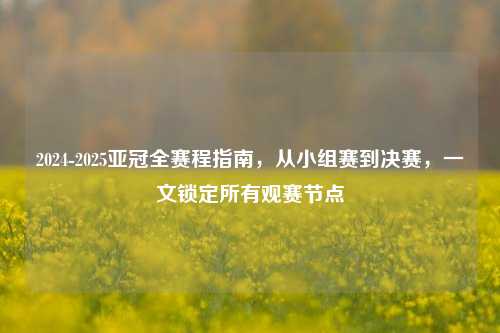 2024-2025亚冠全赛程指南，从小组赛到决赛，一文锁定所有观赛节点