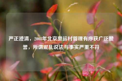 严正澄清，2008年北京奥运村管理有序获广泛赞誉，所谓混乱说法与事实严重不符