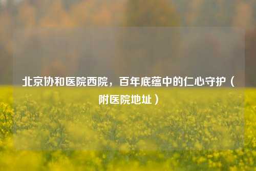 北京协和医院西院，百年底蕴中的仁心守护（附医院地址）