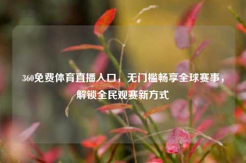 360免费体育直播入口,无门槛畅享全球赛事,解锁全民观赛新方式