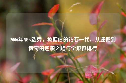 2006年NBA选秀，被低估的钻石一代，从遗憾到传奇的逆袭之路与全顺位排行