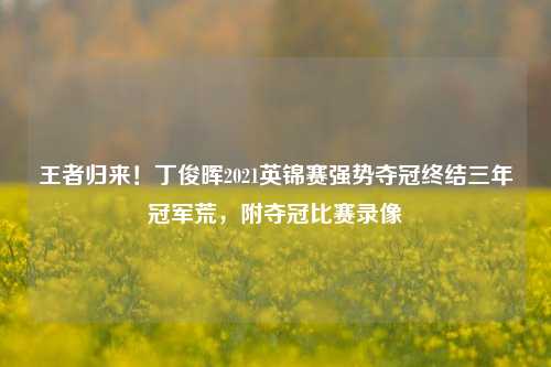 王者归来！丁俊晖2021英锦赛强势夺冠终结三年冠军荒，附夺冠比赛录像