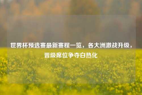 世界杯预选赛最新赛程一览，各大洲激战升级，晋级席位争夺白热化