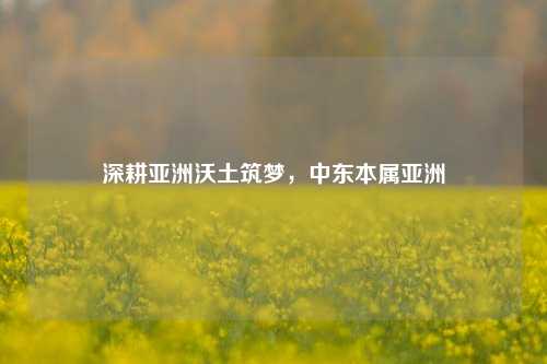 深耕亚洲沃土筑梦，中东本属亚洲