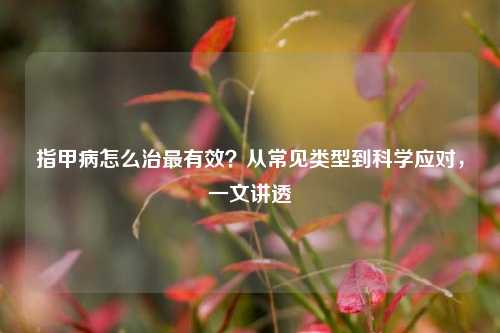 指甲病怎么治最有效?从常见类型到科学应对,一文讲透