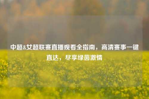 中超&女超联赛直播观看全指南，高清赛事一键直达，尽享绿茵激情