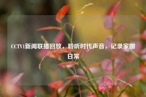 CCTV1新闻联播回放，聆听时代声音，记录家国日常