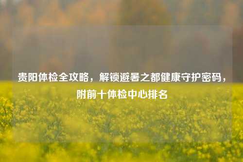 贵阳体检全攻略，解锁避暑之都健康守护密码，附前十体检中心排名
