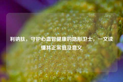利钠肽，守护心血管健康的隐形卫士，一文读懂其正常值及意义