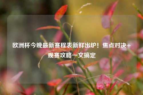 欧洲杯今晚最新赛程表新鲜出炉!焦点对决+观赛攻略一文搞定