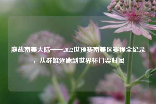 鏖战南美大陆——2022世预赛南美区赛程全纪录，从群雄逐鹿到世界杯门票归属