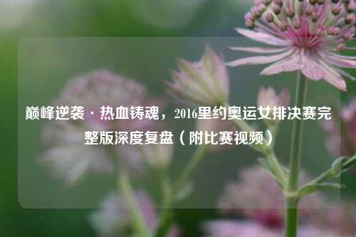 巅峰逆袭·热血铸魂，2016里约奥运女排决赛完整版深度复盘（附比赛视频）