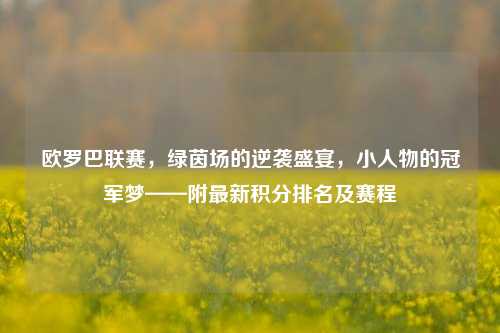 欧罗巴联赛，绿茵场的逆袭盛宴，小人物的冠军梦——附最新积分排名及赛程