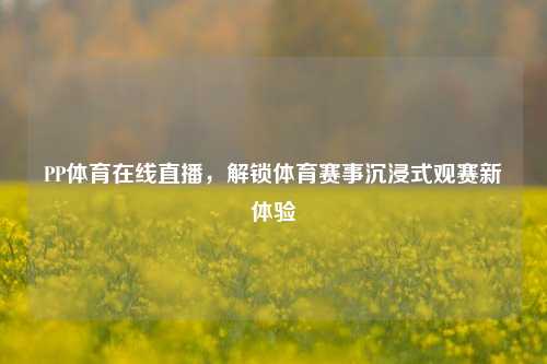 PP体育在线直播,解锁体育赛事沉浸式观赛新体验