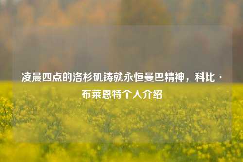 凌晨四点的洛杉矶铸就永恒曼巴精神,科比·布莱恩特个人介绍