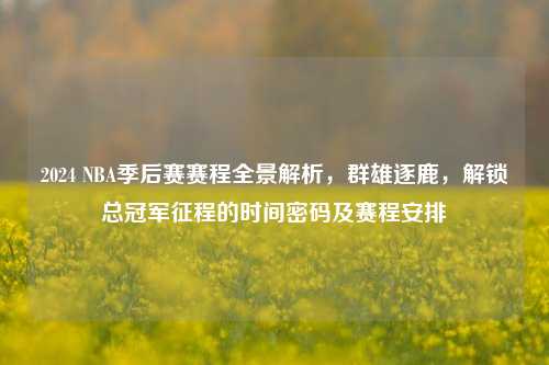 2024 NBA季后赛赛程全景解析，群雄逐鹿，解锁总冠军征程的时间密码及赛程安排