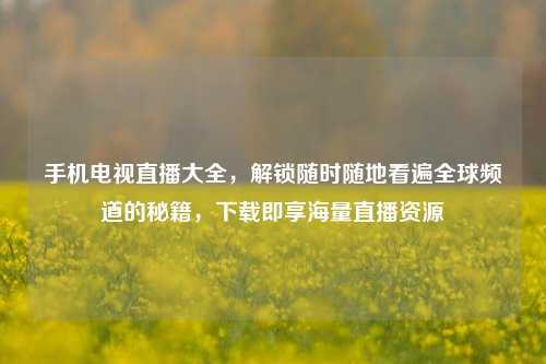 手机电视直播大全，解锁随时随地看遍全球频道的秘籍，下载即享海量直播资源