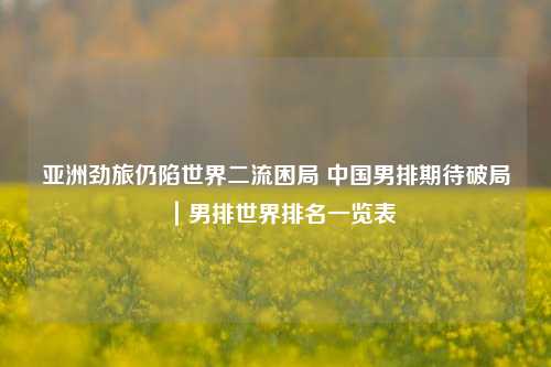 亚洲劲旅仍陷世界二流困局 中国男排期待破局|男排世界排名一览表