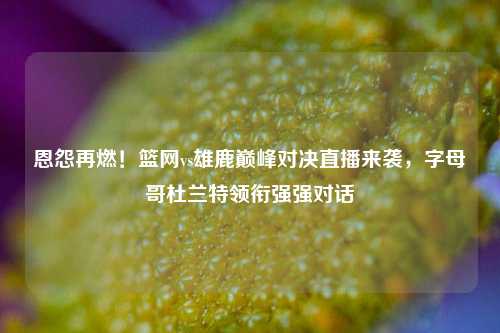 恩怨再燃！篮网vs雄鹿巅峰对决直播来袭，字母哥杜兰特领衔强强对话