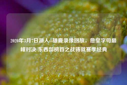 2020年3月7日湖人vs雄鹿录像回放，詹皇字母巅峰对决 东西部榜首之战铸就赛季经典