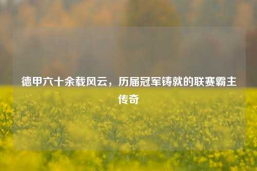 德甲六十余载风云，历届冠军铸就的联赛霸主传奇