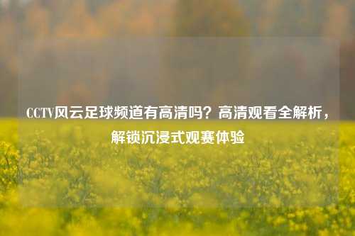 CCTV风云足球频道有高清吗?高清观看全解析,解锁沉浸式观赛体验