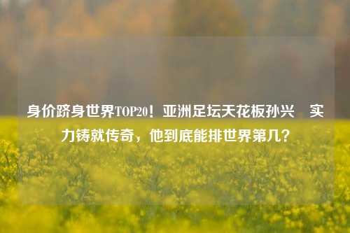 身价跻身世界TOP20！亚洲足坛天花板孙兴慜实力铸就传奇，他到底能排世界第几？