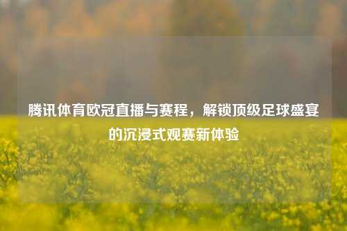腾讯体育欧冠直播与赛程,解锁顶级足球盛宴的沉浸式观赛新体验