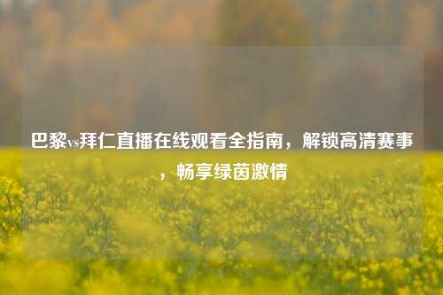 巴黎vs拜仁直播在线观看全指南，解锁高清赛事，畅享绿茵激情