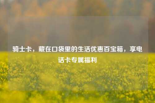 骑士卡，藏在口袋里的生活优惠百宝箱，享电话卡专属福利
