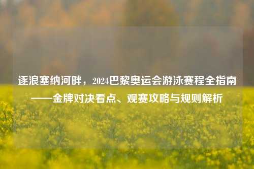 逐浪塞纳河畔，2024巴黎奥运会游泳赛程全指南——金牌对决看点、观赛攻略与规则解析