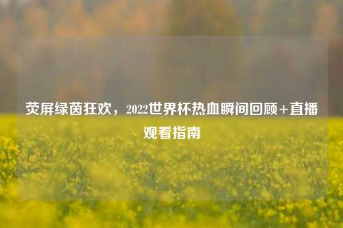 荧屏绿茵狂欢，2022世界杯热血瞬间回顾+直播观看指南