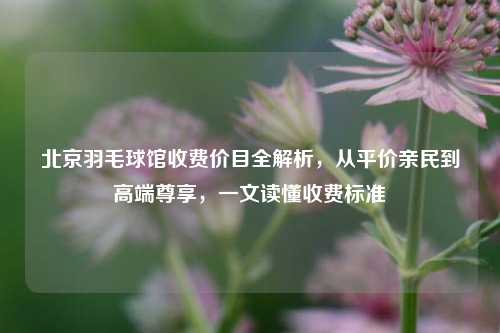 北京羽毛球馆收费价目全解析，从平价亲民到高端尊享，一文读懂收费标准