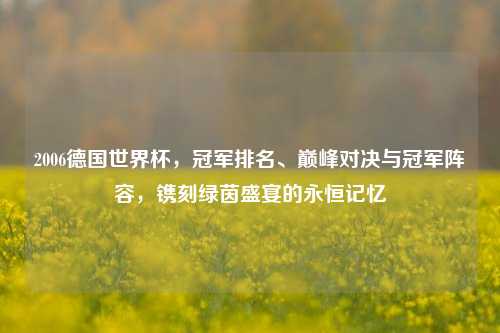 2006德国世界杯，冠军排名、巅峰对决与冠军阵容，镌刻绿茵盛宴的永恒记忆