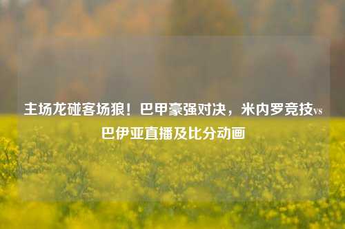 主场龙碰客场狼！巴甲豪强对决，米内罗竞技vs巴伊亚直播及比分动画