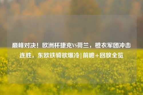 巅峰对决！欧洲杯捷克VS荷兰，橙衣军团冲击连胜，东欧铁骑欲爆冷|前瞻+回放全览