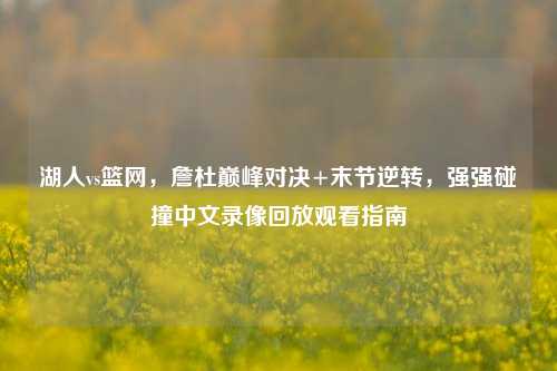 湖人vs篮网，詹杜巅峰对决+末节逆转，强强碰撞中文录像回放观看指南
