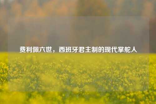 费利佩六世，西班牙君主制的现代掌舵人