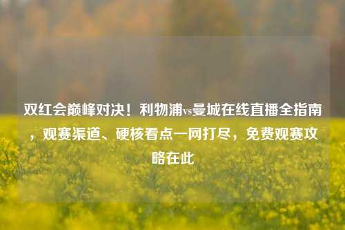 双红会巅峰对决!利物浦vs曼城在线直播全指南,观赛渠道、硬核看点一网打尽,免费观赛攻略在此
