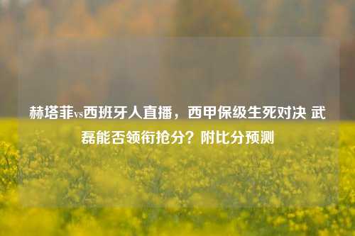 赫塔菲vs西班牙人直播，西甲保级生死对决 武磊能否领衔抢分？附比分预测