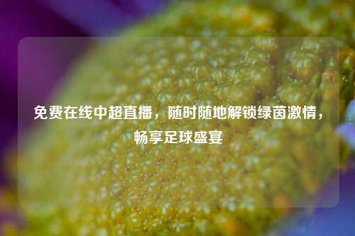 免费在线中超直播，随时随地解锁绿茵激情，畅享足球盛宴
