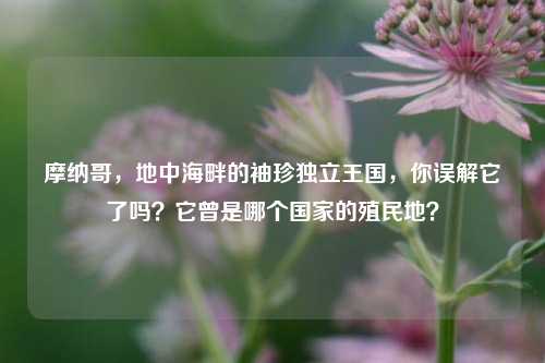 摩纳哥，地中海畔的袖珍独立王国，你误解它了吗？它曾是哪个国家的殖民地？